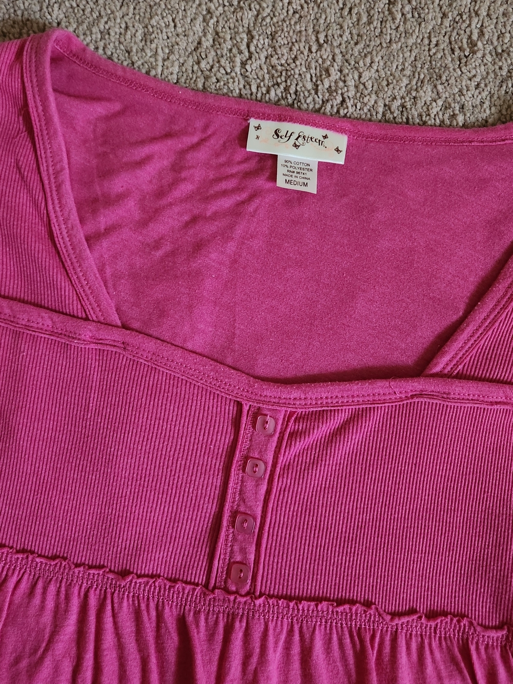 Vintage Self Esteem Babydoll Y2K Top Womens Henley Bella 90s Coquette Tie Back M